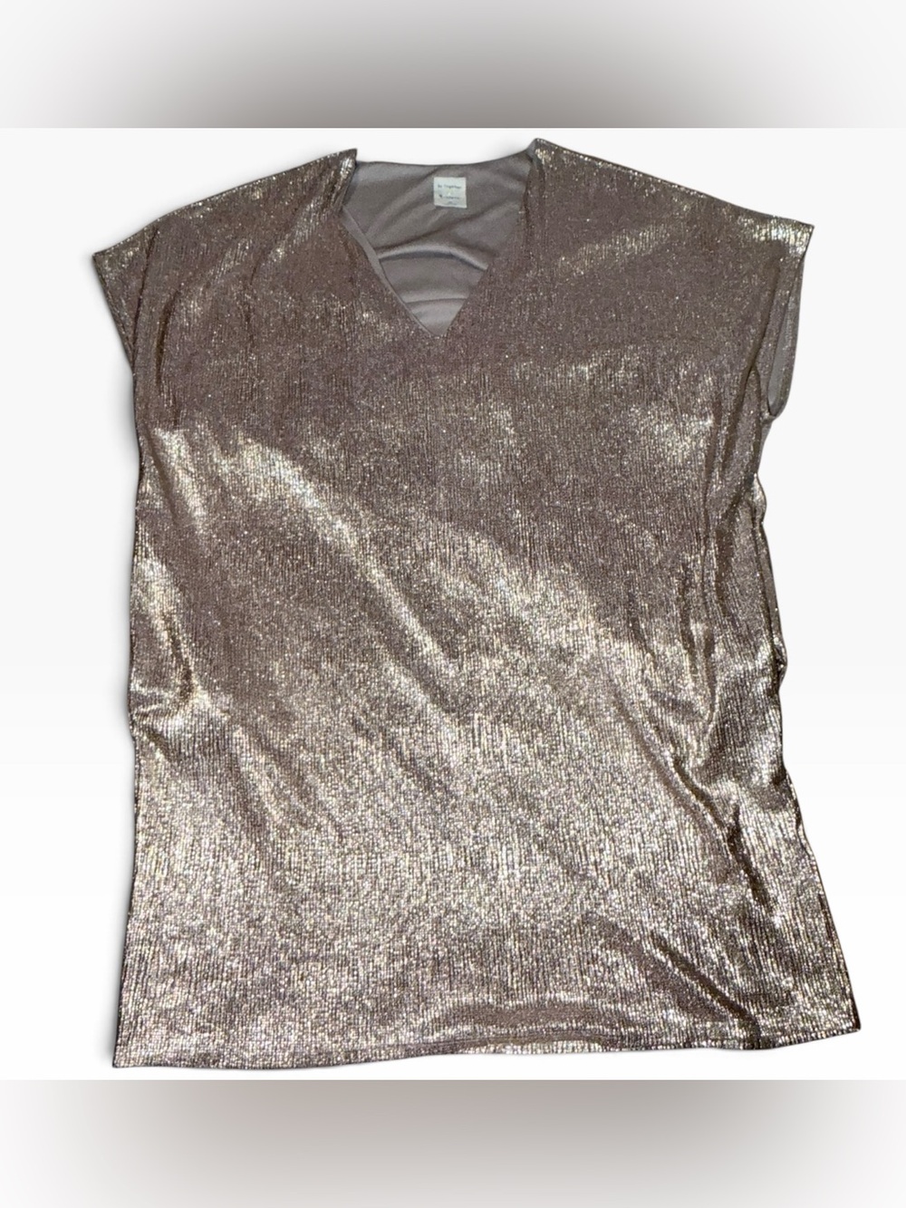 By Together Metallic Rose Gold V-Neck Sleeveless party dress